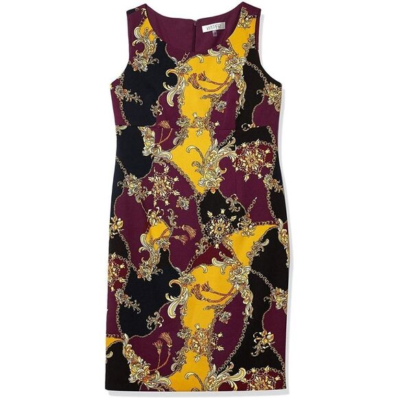 New! KASPER Women's Ornate Print Stretch Crepe Sheath Dress Size 10 - Picture 5 of 7